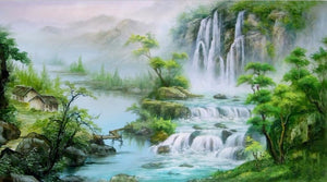 3D waterfall Landscape Curtains - SallyHomey Life's Beautiful