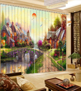 🔥Oil Painting landscape 3D Curtain - SallyHomey Life's Beautiful