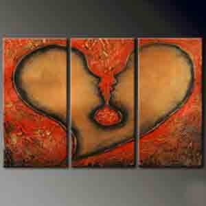 3 pcs Hand Painted Modern Abstract Conjoined Lovers Oil Painting on Canvas Wall Art for Bed Room Home Decorations Living room