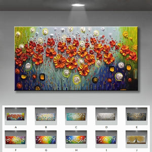 Beautiful flowers for home decorations 100% Handmade abstract canvas oil Paintings wall art Pictures for living  room no framed - SallyHomey Life's Beautiful