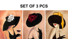 Load image into Gallery viewer, Abstract art Woman in hat with rose Handmade Oil painting Figure artwork girl modern paintings for wall decor SET OF 3 PCS