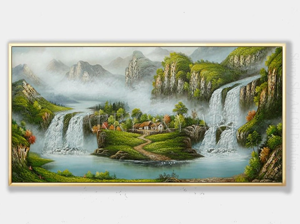 Excellent Artist Hand-painted Traditional Oil Painting on Canvas Treasure Bowl Landscape Oil Painting