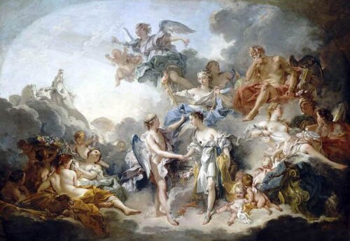 100%Handmade Oil Painting Hand Oil painting francois boucher Marriage and Love & angels in Heaven canvas 36