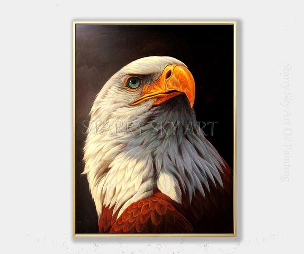 Gifted Artist Hand-painted Realistic Bird Eagle Oil Painting on Canvas High Quality Bald Eagle Oil Painting for Wall Decoration