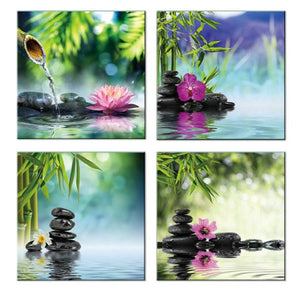 4 Piece Spa Stones Canvas Wall Art Pictures Modular Wall Pictures