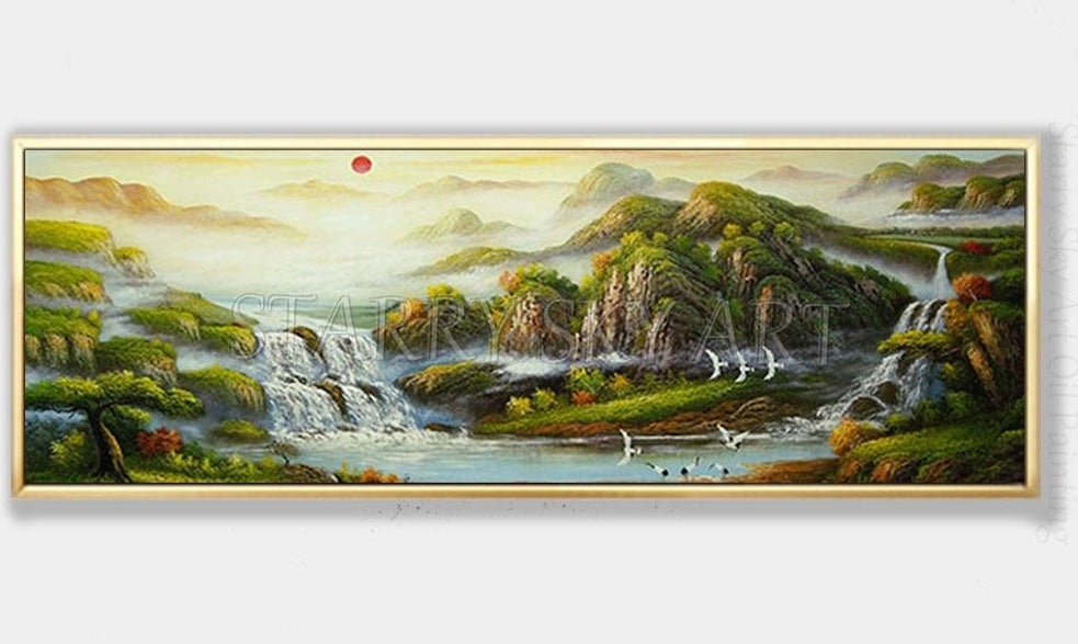 New Arrivals Oil Painting on Canvas Beautiful Feng Shui Scene Oil Painting Be Rich Landscape Painting