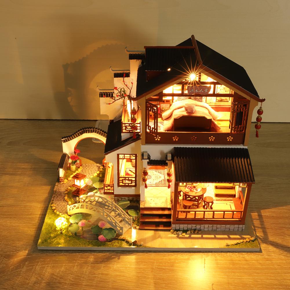 DIY Dollhouse Kit 3D Handmade Chinese Ancient Building House For Girl Birthday Valentine's Day Gift Home-Decor Craft Collectible - SallyHomey Life's Beautiful