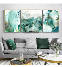 Load image into Gallery viewer, Abstract Mint Green Marble Hand Painted Green Canvas Oil Painting Gallery Interior Wall Oil Pictures for Living Room Home Decor