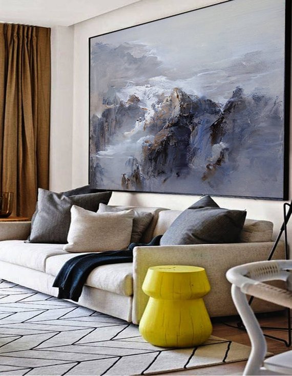 Extra Large wall art Abstract Painting Contemporary Art Blue Oil Painting Large Canvas Art Painting On Canvas Landscape Painting - SallyHomey Life's Beautiful