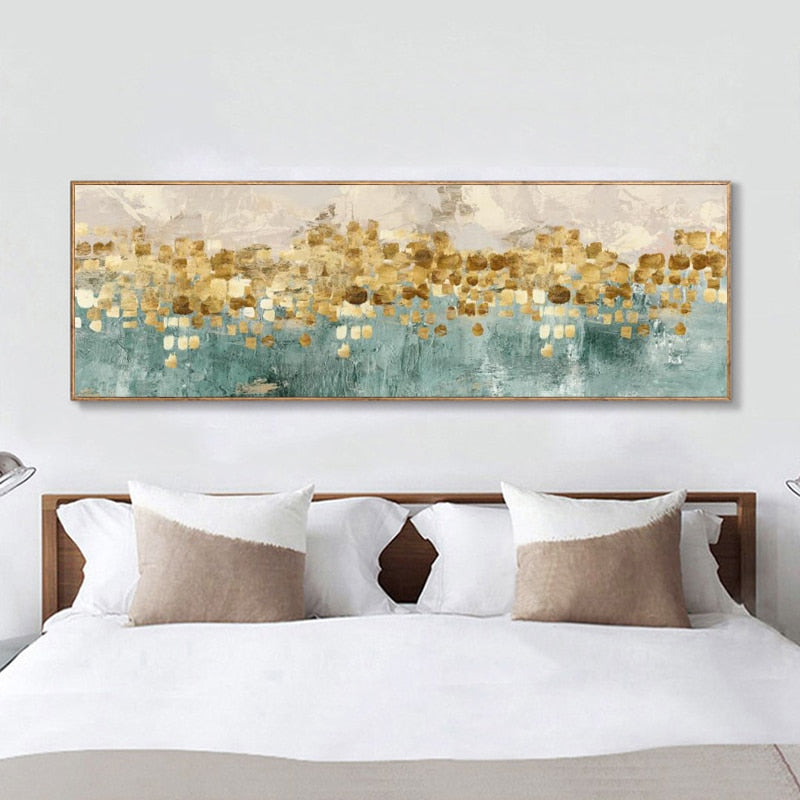 Modern Abstract Oil Painting on Canvas Posters and Prints Wall Art Golden Money Beach Pictures for Living Room  Decor No Frame