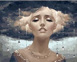 Brilliant rain and lady coloring by numbers on canvas hand painted cuadros picture painting for wall decor - SallyHomey Life's Beautiful