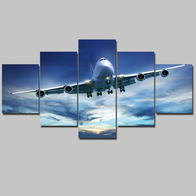 5 Pcs Modular Cuadros Decoracion Drop Ship For Living Room Cool Airplane Canvas Painting HD Printed Home Decor Wall Pictures