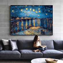 Load image into Gallery viewer, Van Gogh Starry Night Canvas Paintings Replica On The Wall Impressionist Starry Night Canvas Pictures For Living Room Cuadros