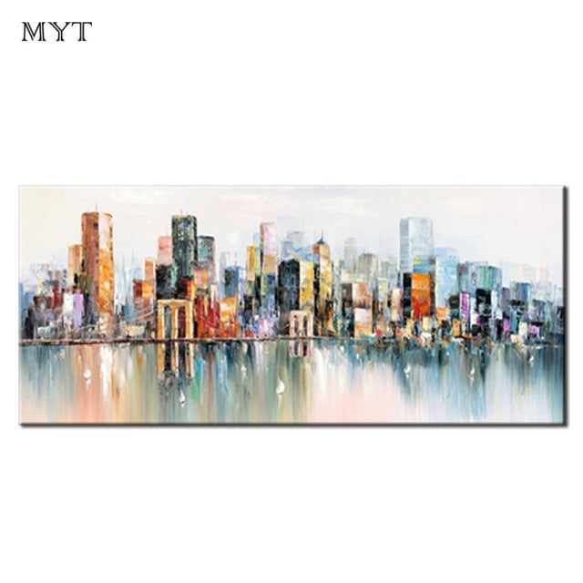 Wedding decoration Hand Painted Oil Painting On Canvas Modern Large size Abstract Art Home Decor Hang Picture city building