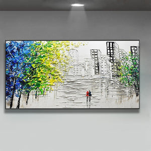 Wedding decoration Hand Painted Oil Painting On Canvas Modern Large size Abstract Art Home Decor Hang Picture city building