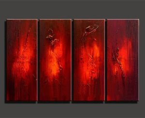 4 Pcs 1 Set  100% Handpainted Abstract Oil Painting Pictures On Canvas For Home Decor Unframed