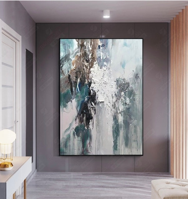 hand-painted oil painting Nordic light luxury painting living room porch decorative painting large size cold mural handmade