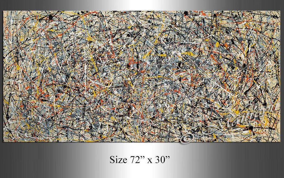 Abstract Art wall art on canvas,Vintage lux Yellow-gray tone  -Large oilpainting Free shipping - SallyHomey Life's Beautiful