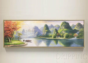 Excellent Artist Handmade High Quality China Landscape Oil Painting Beautiful Lake and Mountains Oil Painting China Oil Painting