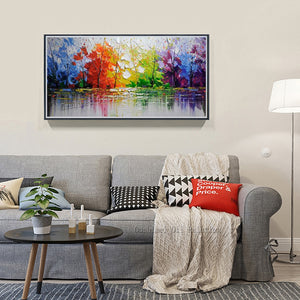 High Quality Abstract Trees Oil Painting On Canvas Handmade Beautiful Colors Abstract Landscape Trees Oil Paintings