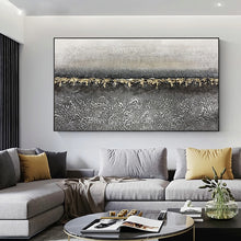 Load image into Gallery viewer, Large Hand Painted thick knife abstract Gold oil painting Gold grey  gorgeous abstract Painting home Living Room Decor Artworks