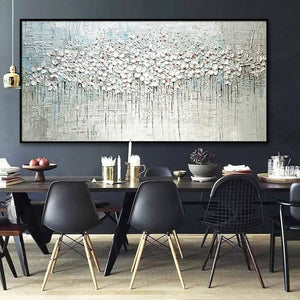 Pop Art Hand Painted Thick Palette Knife Flower Oil Painting on Canvas Abstract Wall Painting Living Room Home Wall Decor