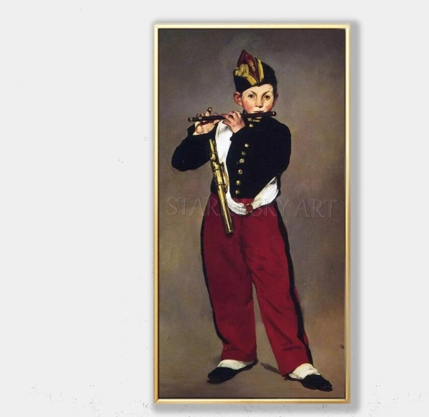 Reproduce Famous Artwork Edouard Manet The Flute Boy Oil Painting on Canvas Hand-painted The Flute Boy Oil Painting for Wall Art