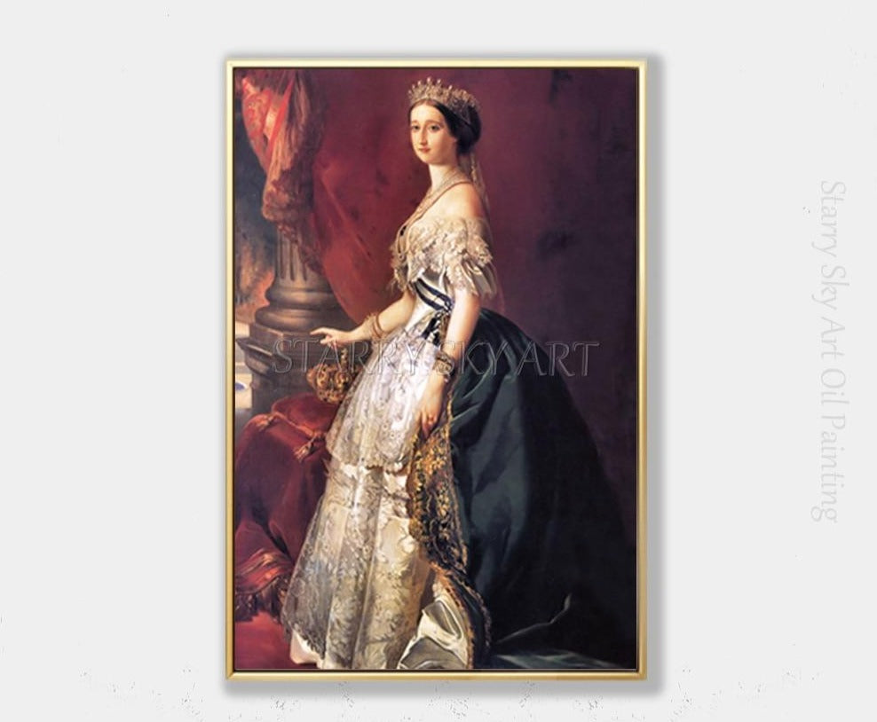 Artist Hand-painted High Quality Queen Isabella Of Castile Figure Painting Handmade European Court Isabella Figure Oil Painting