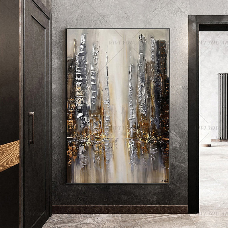 100% Handmade Fall View Brown Abstract Painting  Modern Art Picture For Living Room Modern Cuadros Canvas Art High Quality