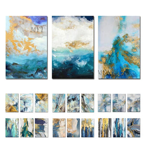 New Abstract 3 PCS Art Paintings High Quality 3 Pieces Canvas Wall Art Gold Abstract Landscape Oil Painting Wall Decor Art