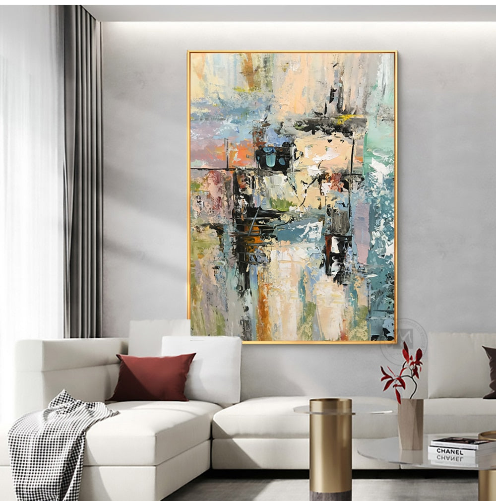 Handmade Wall art modern abstract oil painting on canvas large piece wall painting for living room home decor original painting