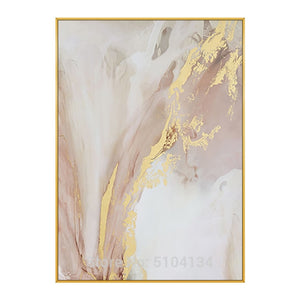 Handmade Abstract Gold and Pink Color Oil Paintings Modern Hand painted Canvas Painting Wall Art for Living Room home Decoration