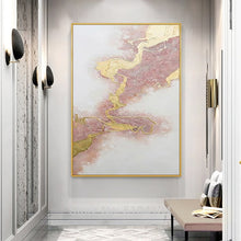Load image into Gallery viewer, Handmade Abstract Gold and Pink Color Oil Paintings Modern Hand painted Canvas Painting Wall Art for Living Room home Decoration