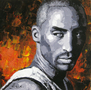 100%Handmade  oil painting, palette knife painting ,original portrait painting Kobe Bryant