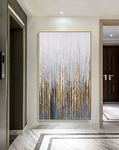 Large Wall Painting On Canvas Handmade Oil Vertical Abstract Art Decorative Pictures For Living Room Wall Decor Painting Golden