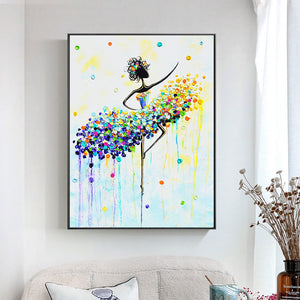 Abstract Textural Painting Dancing Girl With Beautiful Skirt 100% Hand Painted Oil Painting On Canvas Modern Wall Art Home Decor