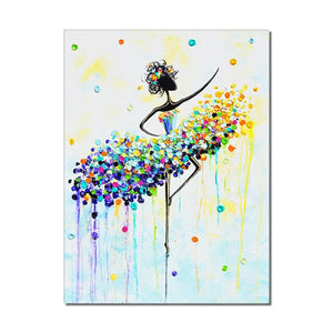 Abstract Textural Painting Dancing Girl With Beautiful Skirt 100% Hand Painted Oil Painting On Canvas Modern Wall Art Home Decor