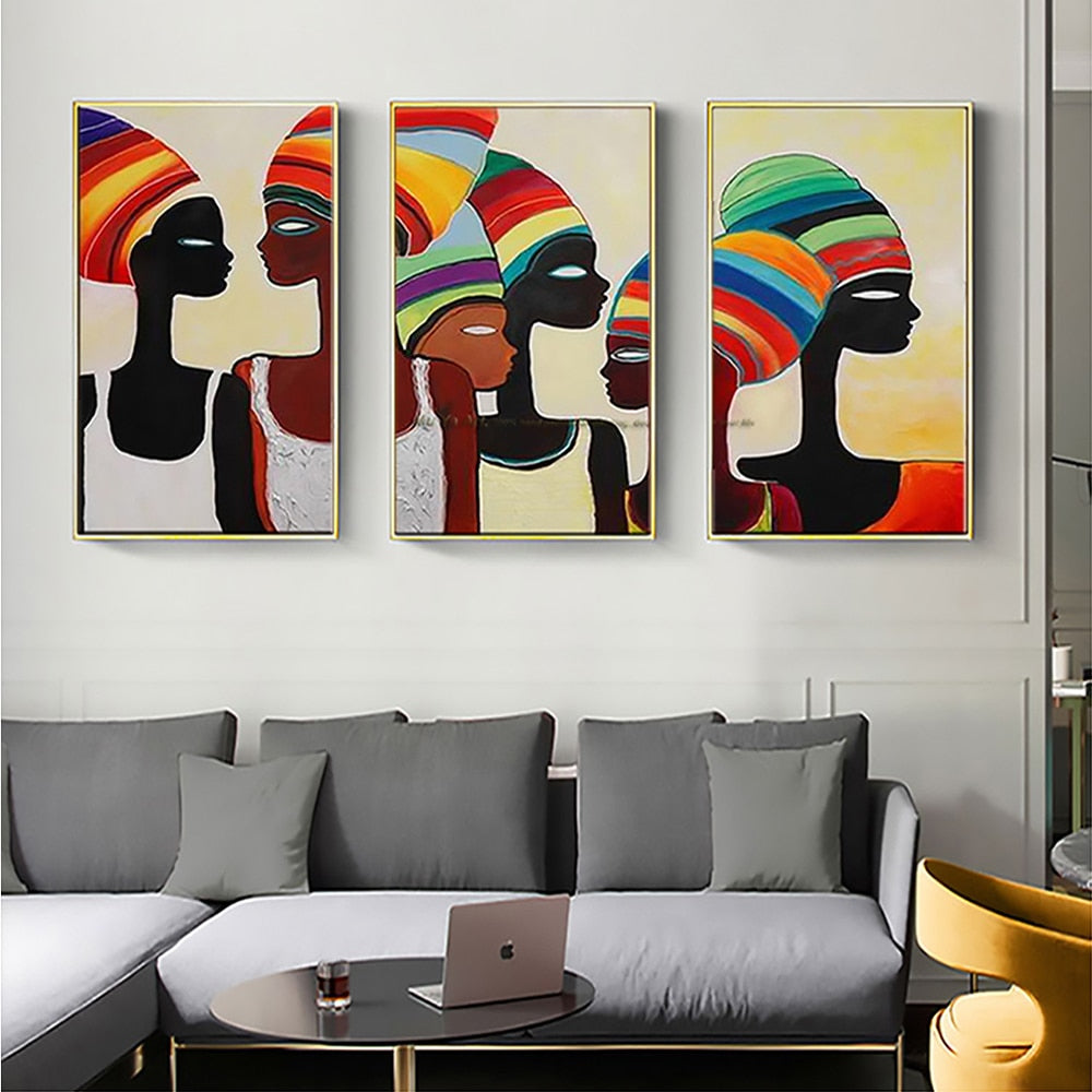 Decorative wall painting african woman painting on canvas modern abstract oil painting Handmade pictures for living room Bedroom