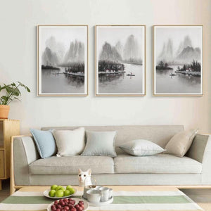 100% Hand Painted 3 pcs Modern Chinese Landscape Oil Painting on Canvas Abstract Canvas Painting Wall art Picture for Home Decor