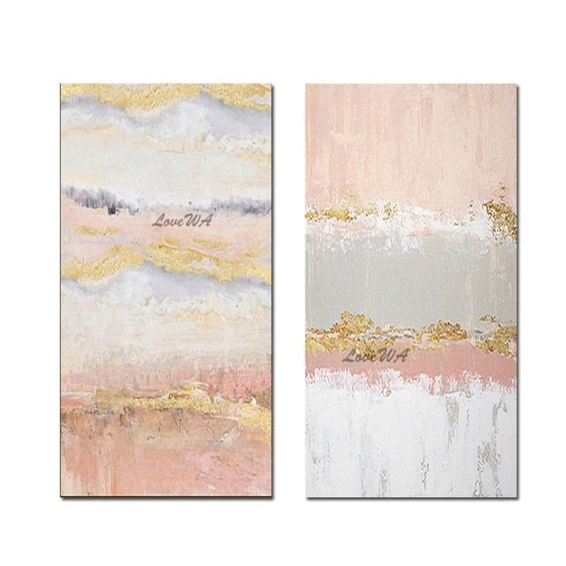 Large Size Group 2 Pcs Hand Painted Abstract Oil Painting on Canvas Wall Picture Art Living Room Home 2 Panel Wall Art Decor