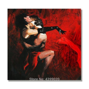 Hand-painted character oil paintings Sexy Girl poster wall art  The girl who plays the violin and Dancing couple .