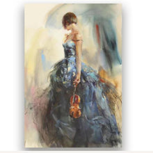 Load image into Gallery viewer, Hand-painted character oil paintings Sexy Girl poster wall art  The girl who plays the violin and Dancing couple .