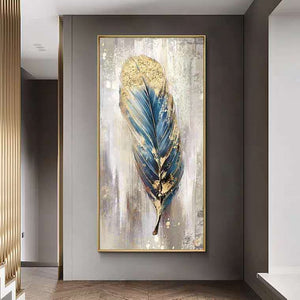 High Quality Hand Painted Modern Abstract Oil Painting Wall Art Canvas Painting Golden feather for Living Room hotel wall Decor