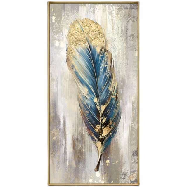 High Quality Hand Painted Modern Abstract Oil Painting Wall Art Canvas Painting Golden feather for Living Room hotel wall Decor
