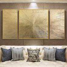 Load image into Gallery viewer, 100% Handmade Modern Golden Line Oil Painting On Canvas 3 Pieces/set Golden Color Abstract Wall Art Picture For Room No Framed