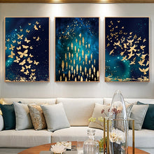 Load image into Gallery viewer, Scandinavian Golden Fish Butterfly Wall Art Canvas Painting 3 Pcs Nordic Posters Prints Room Decoration Wall Pictures Home Decor