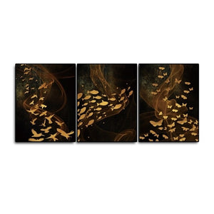 Scandinavian Golden Fish Butterfly Wall Art Canvas Painting 3 Pcs Nordic Posters Prints Room Decoration Wall Pictures Home Decor