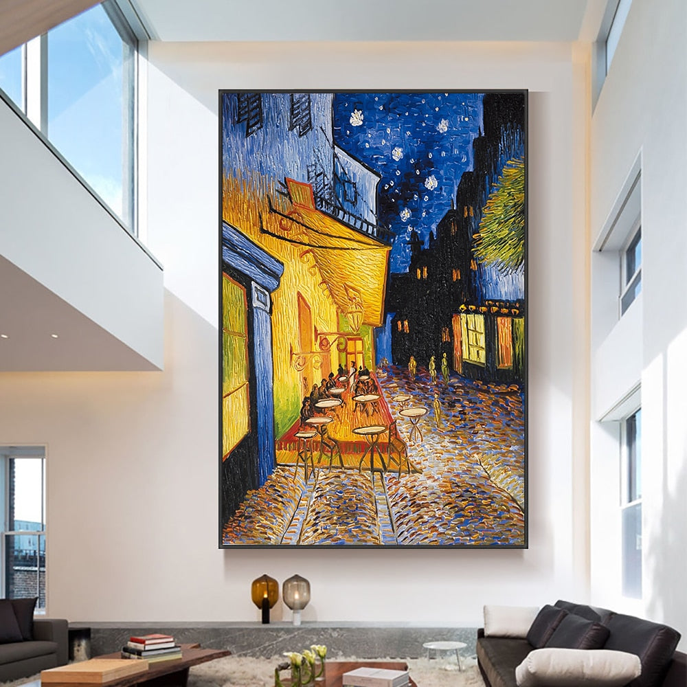 Famous Painting Cafe Terrace At Night Oil Painting By Vincent Van Gogh 100% Hand Painted Reproduction Wall Art For Room Decor