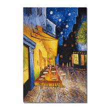 Load image into Gallery viewer, Famous Painting Cafe Terrace At Night Oil Painting By Vincent Van Gogh 100% Hand Painted Reproduction Wall Art For Room Decor