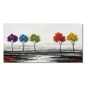 Abstract Colorful Trees Painting 100% Hand Painted Oil Painting Handmade Beautiful Colors Abstract Landscape Trees Oil Paintings